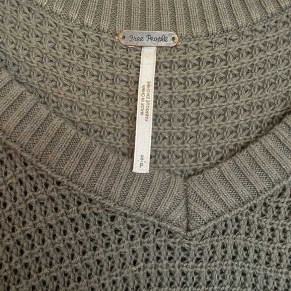 Free People Sweater- Olive green, cold shoulder top - Picture 2 of 3